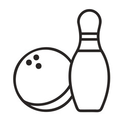Bowling Pin and Ball Outline Icon – Minimal Vector Illustration on White Background