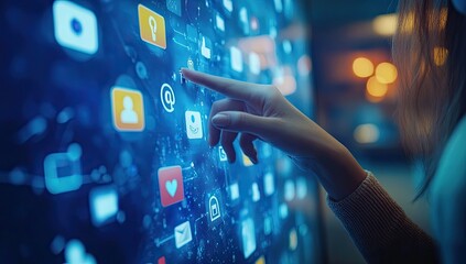 Interactive digital interface with app icons