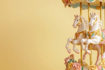 A carousel with four horses on it, with ample copy space for text.