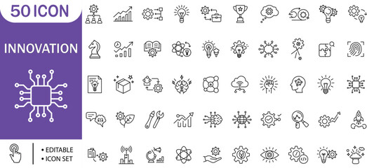 Innovation, Technology, Strategy, Creativity, AI, Growth, Intelligence , Icon Set

