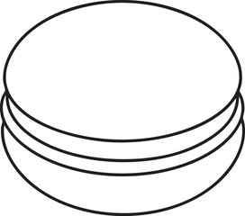 Simple Outline of a Stacked Pancake or Macaron Cookie Dessert Isolated on a White Background This
