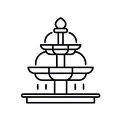 Fountain Icon – Minimalist Outline Vector on White Background