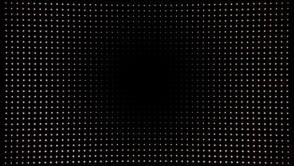 A black background with dots, like reticules, arranged in a pattern. Wallpaper, copy space. Space for text.
