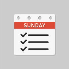 Page calendar day Sunday, to-do list, checklist