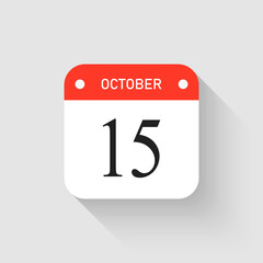 Vector icon page day calendar - 15 October month