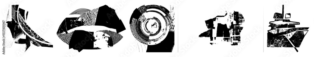 Poster vector abstract geometric shapes create a dynamic monochrome composition.