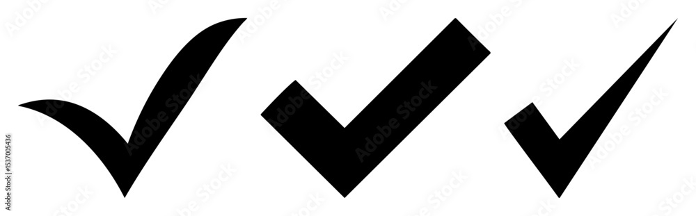 Poster vector three black check mark representing completion and approval