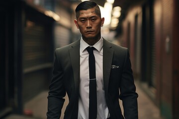 Fototapeta premium Korean mafia male portrait adult photo.