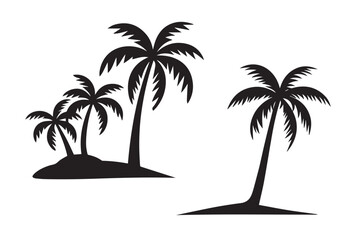 Tropical Palm Trees Silhouette Set