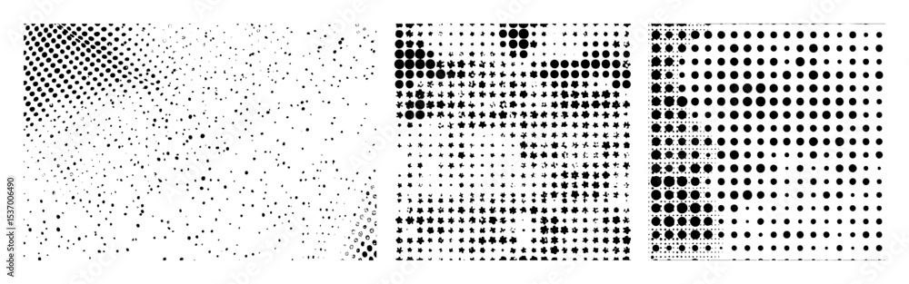 Poster vector geometric dot transition from scattered to organized formations.