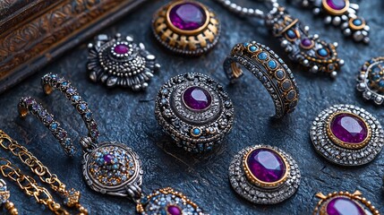 Vintage style purple gemstone silver jewelry