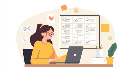 focused worker completing open tasks and confirming all pending items are resolved before leaving