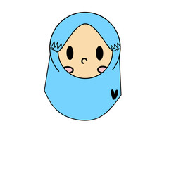 Girl wearing a blue headscarf