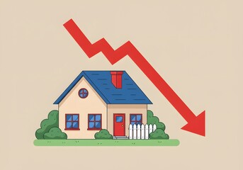 Real estate market decline illustration