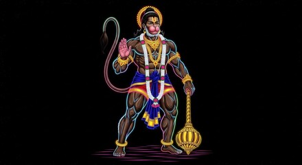 Lord Hanuman Ji 4K HD Desktop Wallpaper | Hanuman Ji Divine Animated Background 16:9 | Hanuman Jayanti Spiritual Wallpaper for PC