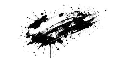 Vector modern black for brush stroke banner with ink splash