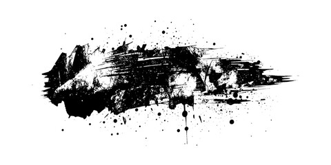 Vector stylish black banner with ink splash