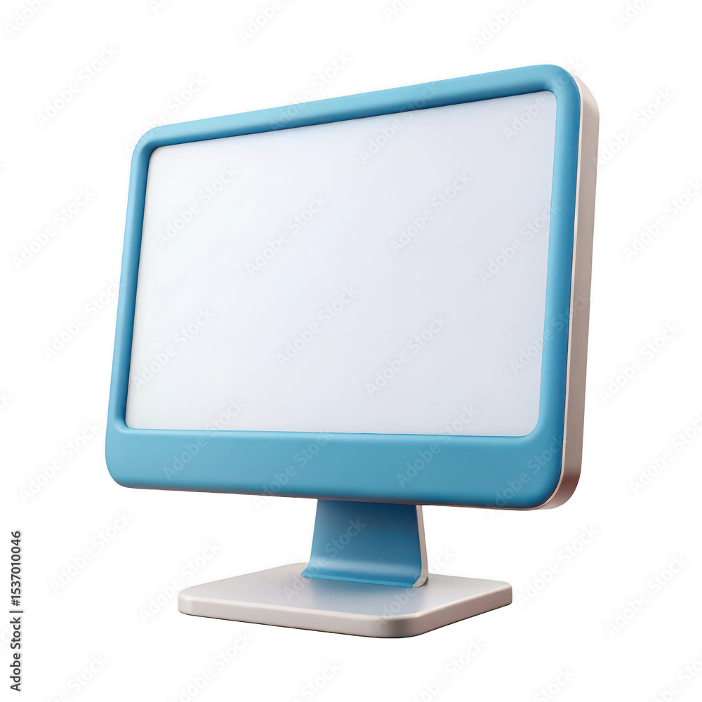 Wall mural monitor screen 3d colorful isolated on transparent background. use cases: display, presentation.