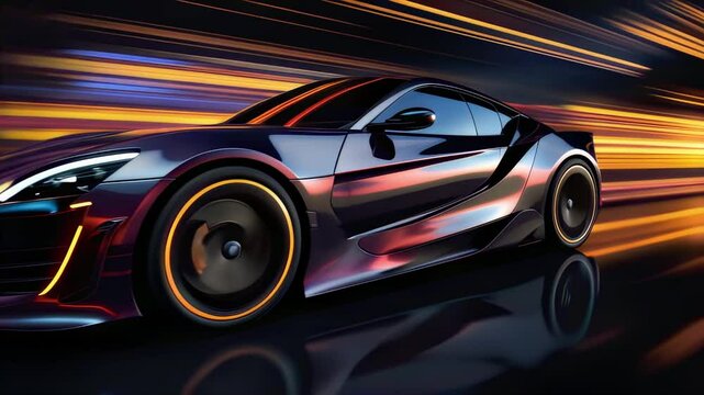Speeding Sports Car in Motion.
