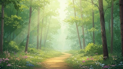 Fototapeta premium The Path Where Spring, Summer, Autumn, and Winter Stayed