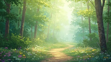 Obraz premium The Path Where Spring, Summer, Autumn, and Winter Stayed