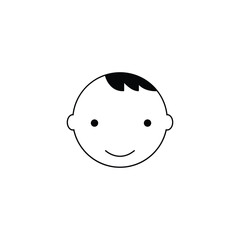 boy baby face line art on white background