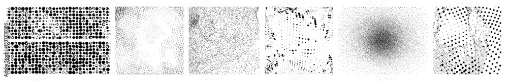 Poster vector dense collection of abstract dots forming gradient .