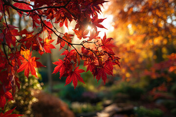 Colorful autumn background, beautiful fall nature wallpaper, red, yellow and orange leaves