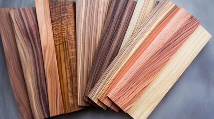 Variety of Wood Veneer Samples Texture Background
