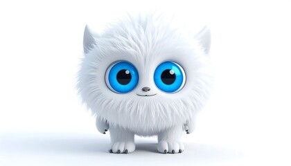 Obraz premium Cute cartoon white yeti with blue eyes.