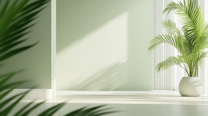 Green interior design concept background with copy space
