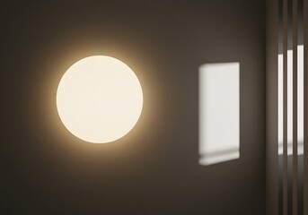 Round ceiling light fixture in a modern minimalist interior