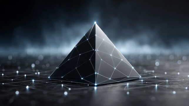 Achieving financial success a pyramid of business representation in digital space office wireframe design perspective