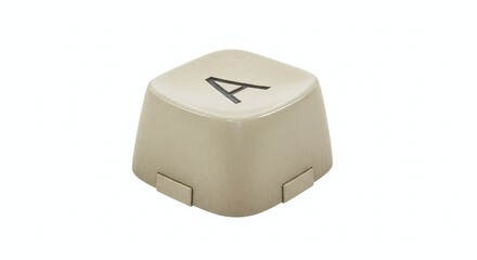 Single vintage typewriter keycap with letter engraving, isolated on white background. Generative AI