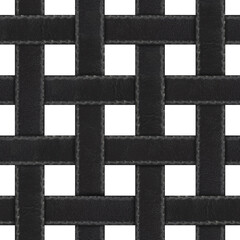 Naklejka premium Isolated seamless 4k texture of black stitched leather strap weave mesh grid.