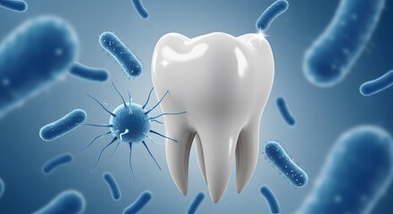 Tooth surrounded by bacteria illustration