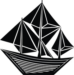 A sailboat ship silhouette on white background	