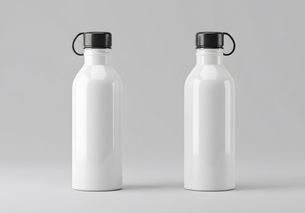 Two white water bottles mockup