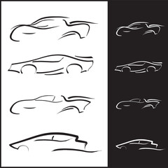 Obraz premium Ensemble Icônes - Voiture Automobile Logos Illustration - Vecteur en Noir et Blanc