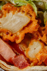 Macro food texture in warm shades of shawarma