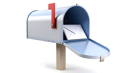 Mailbox with open door and letter.