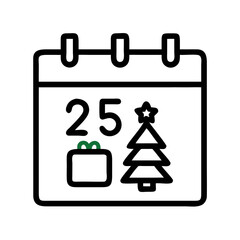 Christmas calendar silhouette design with clean, crisp edges, isolated on white background