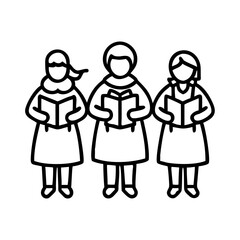 Clean cut carolers silhouette design, vector shape, transparent background
