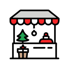 Christmas market stall icon design element isolated on white background