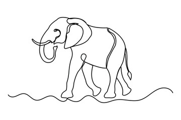 Minimalist elephant outline in single line style
