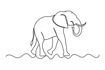 Minimalist elephant outline in single line style