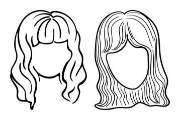 Vector Elegant female hairstyles with bangs vector .