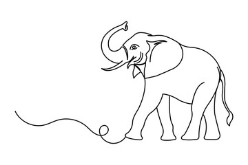 Minimalist elephant outline in single line style