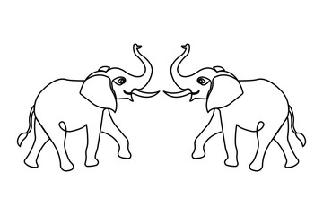 Fototapeta premium Minimalist elephant outline in single line style