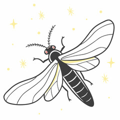 Whimsical insect illustration with stars magical creature design